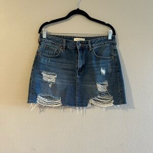 PacSun Blue Distressed Jean Skirt